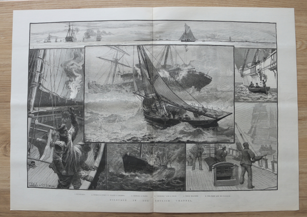 Holzstich England 1885 Lotsendienst im englischen Kanal